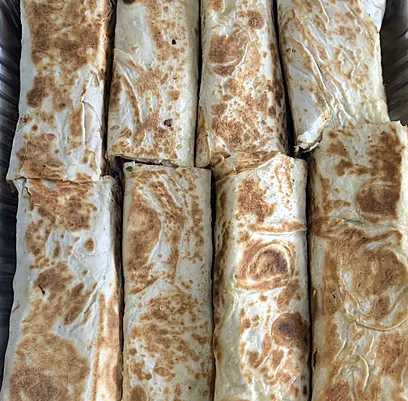 Tray of toasted family combo wraps